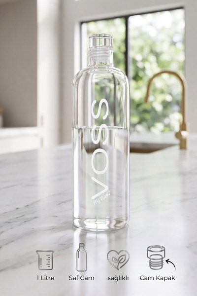 NESS HOME Voss My Bottle Sızdırmaz Cam Su Matarası 1 Litre