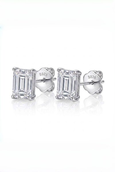 MEETMAY 18K Gold Plated S925 Silver Emerald Cut Moissanite Stud Earrings - 0....