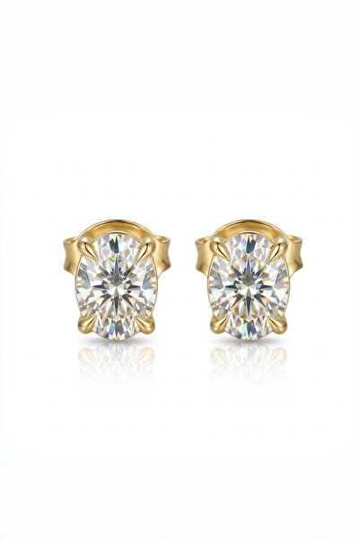 MEETMAY 18K Gold Plated S925 Silver Oval Cut Moissanite Stud Earrings - 0.5ct...