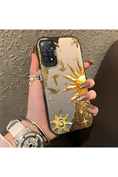 ARTISHELL Redmi Note 11 Pro 4G/5G Uyumlu Altın Güneş Çiçek ve Kuş Temalı Tele...