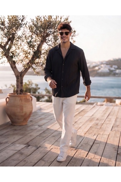 Combineman35 Bürümcük Fabric Top and Bottom Summer Shirt Set
