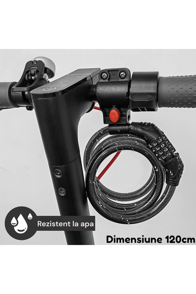 OEM Bicycle anti-theft, universal, 120cm cable with resettable code, steel, +...