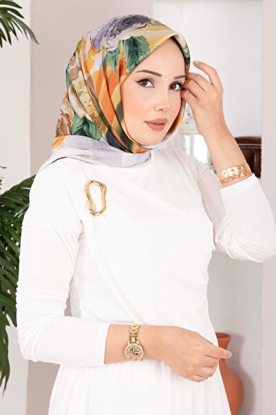 EBRUTESETTÜR Vintage Rose Patterned Scarf Series Gray