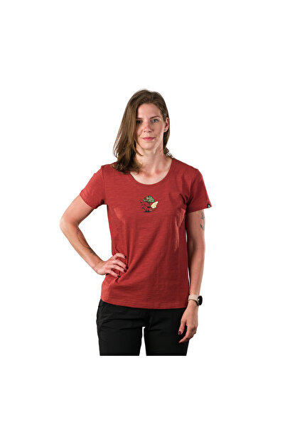 NORTHFINDER Tricou femei din bumbac organic, material moale GRACIANA, Rosu