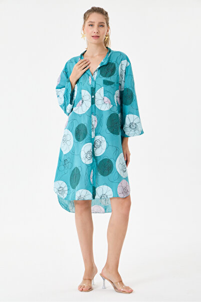 della moor Italian Plus Size Floral Patterned Tunic Shirt Dress 42 - 46 Size
