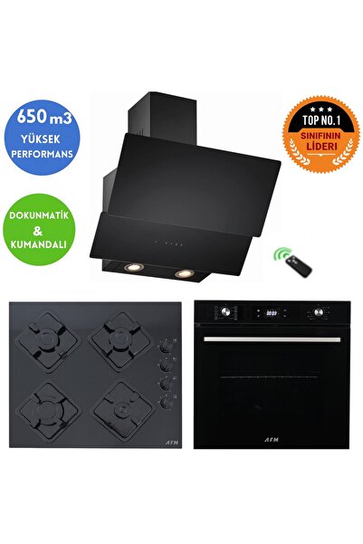 ve AFM Tech Markalı / NATA Siyah Cam Ankastre Set ( FM7700 + FM-BD2200 + CH 1454 RC B60)