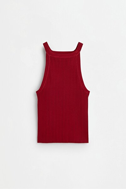 LEFTIES Fitilli halter yaka top