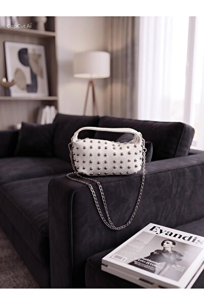 eyandis Women's Troc Studded Baguette Chain Strap Shoulder and Crossbody Bag