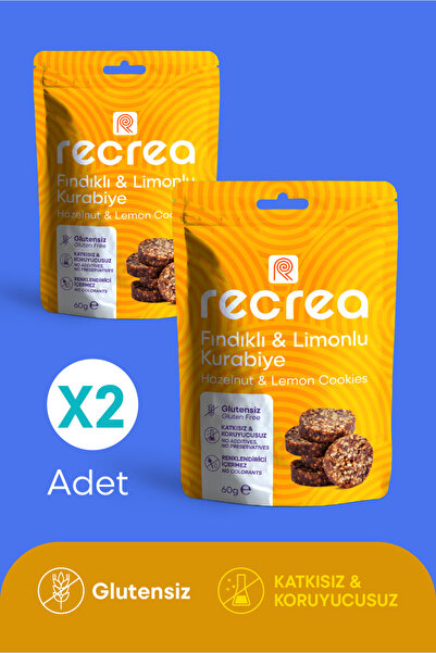 Recrea 2 Adet Glutensiz Fındıklı ve Limonlu Kurabiye