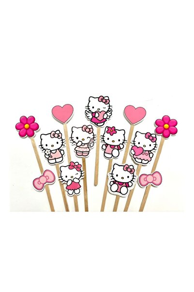 DecoParty Set de decorațiuni pentru tort – Tematică HELLO KITTY, 13 piese, Ca...