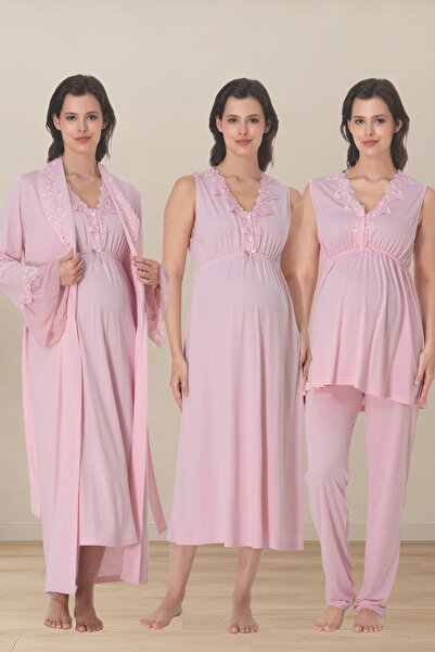 Generic Brand Venera Premium Luxury 4-Piece Maternity & Postpartum Pajamas, N...