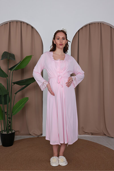 BLACKMORE Women's Powder-Colored Cotton Summer Maternity Nightgown-Dressing G...