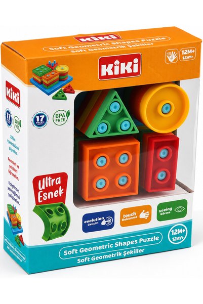 Kiki Soft Geometrik Şekiller Puzzle | Yumuşak Eğitici Sıralama ve Eşleştirme Oyuncağı | BPA İçermez | CE & EN71 Sertifikalı