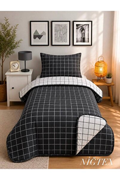 NİĞTEX Single Quilted Pique Set - Bedspread - Reversible - 160 X 230