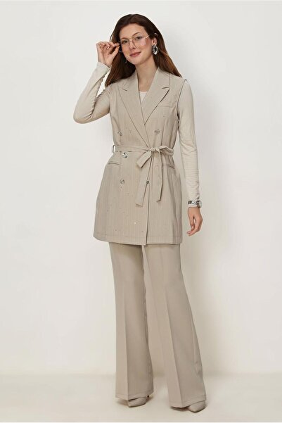 Alvina Belted Suit with Pulled-Up Detail Pants 46626