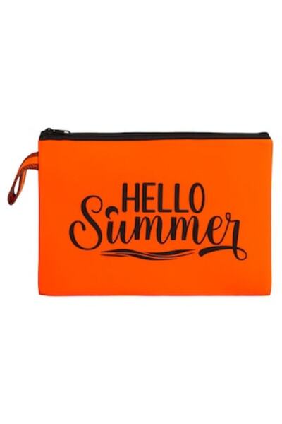 ivokid Pungă impermeabilă din neopren portocaliu neon cu mesajul „Hello Summe...