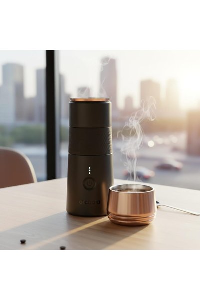 Arcadia Go Rechargeable Portable Turkish Coffee Maker – USB-C Powered, Compact & Cordless, Black