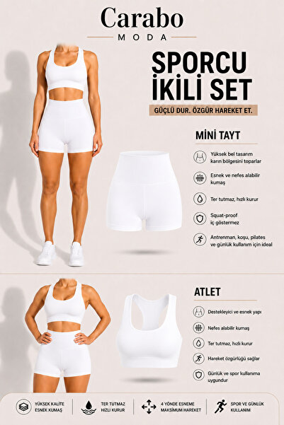 CARABO MODA Дамски мини клин с висока талия - спортен комплект от две части