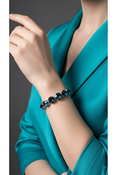 Valmont Accessories Large Round Stone Dark Turquoise Women's Bracelet, Event ...
