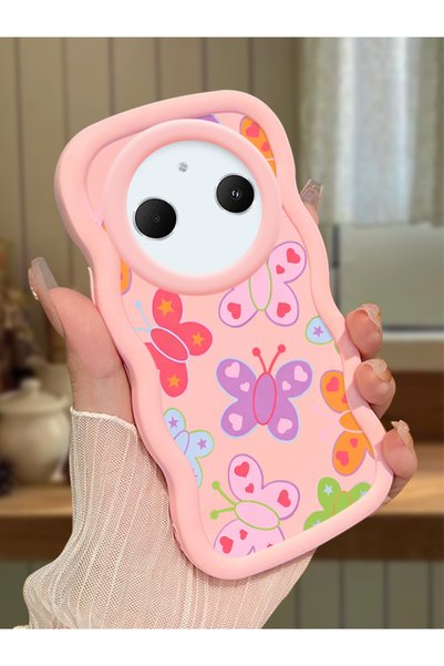 Hontinga Redmi A3 Pro Compatible Case Camera Protector Pink Silicone Couple P...