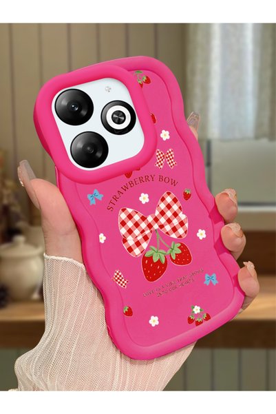Hontinga Infinix Smart 8 Compatible Case Camera Protector Red Silicone Couple...