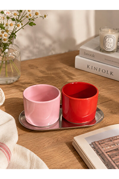 Beige & Stone Red Ceramic Mug 175 ml Minimal Coffee Cup Teacup Espresso and Turkish Coffee Cup