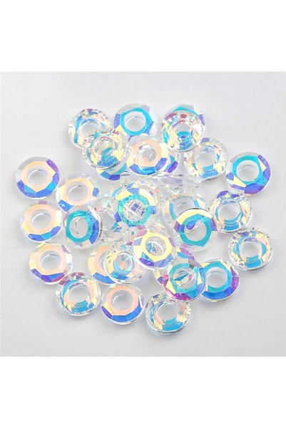 Choice 10mm 30pcs Shiny AB Angel Ring Crystal Bead 8/10/14/20mm Glass Round B...