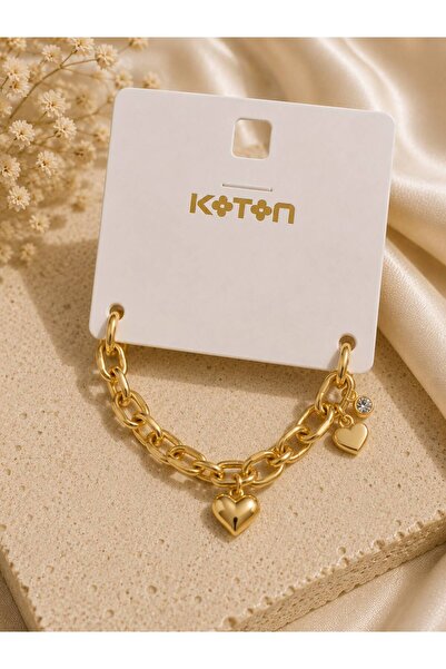 Koton Gold Bileklik Zincir Kalp Detaylı