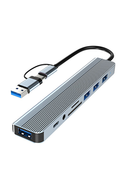 Choice محول USB A و USB C 8 في 1، USB 3.0 بسرعة 5 جيجابت في الثانية، 3× USB 2...