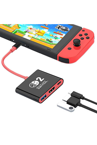 Choice1 black and Red Switch 2 Dock for Switch 2 TV Docking Station with 4K H...
