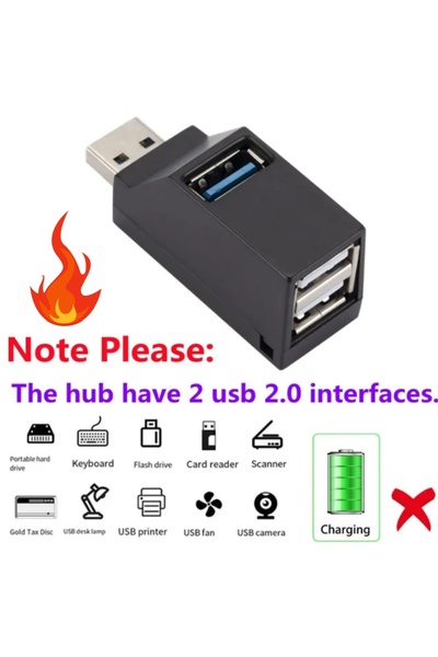Choice محول USB 3.0 أسود اللون، موسع منافذ صغير الحجم من 1 إلى 3 منافذ لتوسيع...