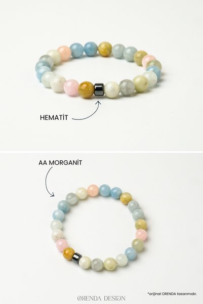 Orenda Design Morganite Men's Bracelet |   Compassion & Emotional Healing |   Natural Stone