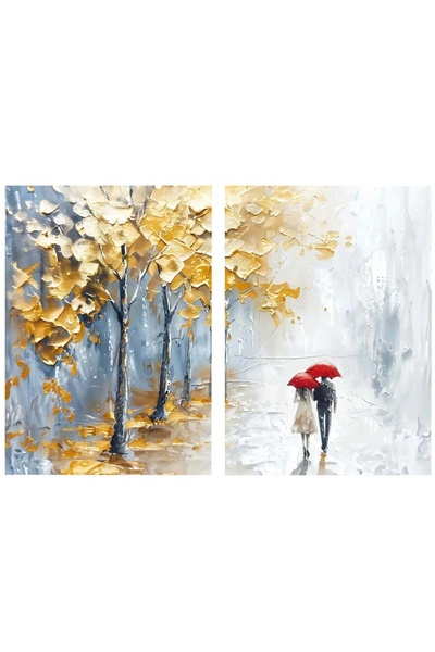 OEM Set de 2 tablouri decorative pe pânză 80x120 cm, pânză/lemn, multicolor