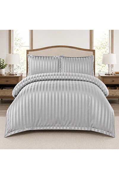 Pucioasa Fabrica Lenjerie de pat bumbac Damasc Hotelier - cu elastic - 6 pies...