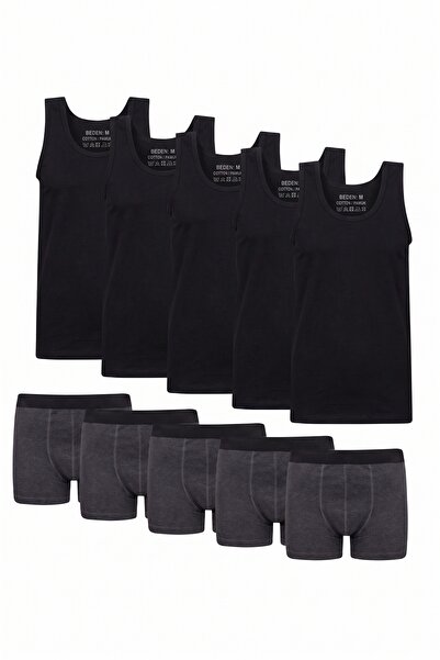 NACAR STORE Men's 10-Piece Pack 5 Undershirts 5 Boxers Flexible Fabric Advant...