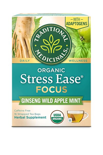 TRADITIONAL MEDICINALS Organic Stress Ease Focus, 16 Tea Bags