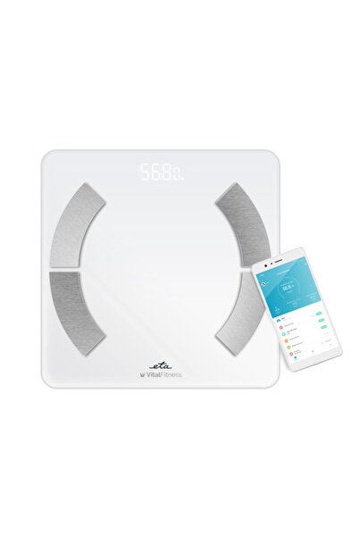 ETA Cântar de baie electronic analitic inteligent, subțire, din sticlă, 180 k...