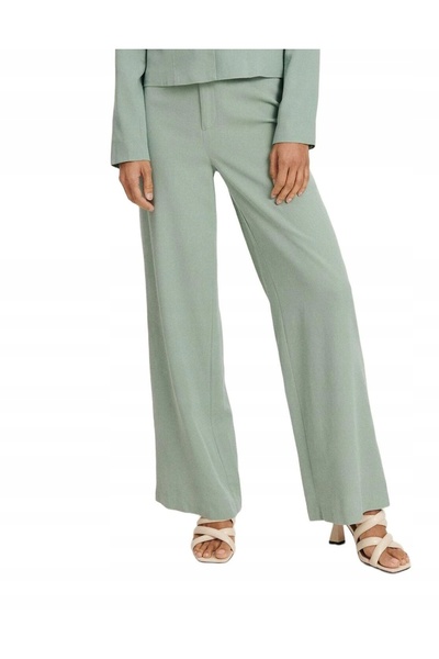 NO BRAND Pantaloni verzi deschis, largi, cu picior lat și drept, cu talie îna...