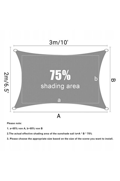 NO BRAND Velă de umbrire gri 2x3M, de exterior, anti-UV, rezistentă