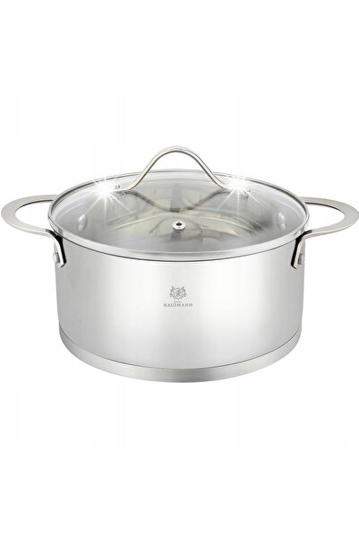 NO BRAND Oală din oțel inoxidabil 3,6L 20cm cu capac, pentru inducție și gaz