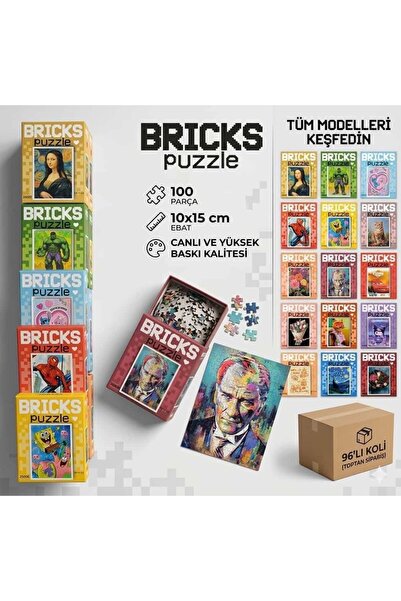 HobbyMobby Mini Puzzle 100 Parça 2'li Karışık Paket | 15 Farklı Model | Çocuk...