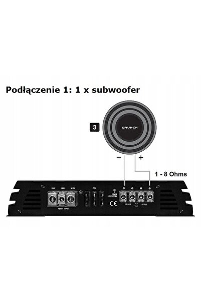 NO BRAND Wzmacniator Crunch GPX1250.1D 650W RMS 1 Ohm +pilot