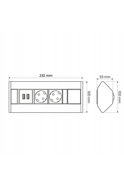NO BRAND Design Light 1.8m Prelungitor cu 4 prize Gniazd negru