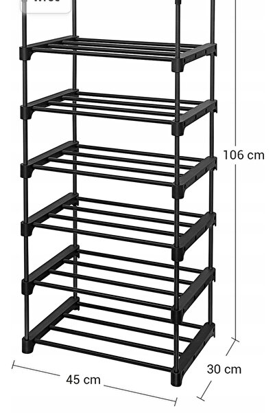 SONGMICS Dulap de pantofi modular negru 106 cm LOFT capacitate mare