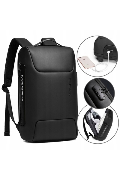 NO BRAND Rucsac antifurt Bange BG-7216 pentru laptop 15,6 USB impermeabil negru