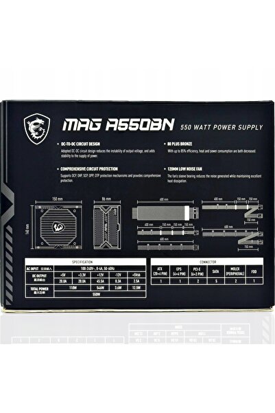 MSI Sursă de alimentare MAG A550BN 550 W 80 PLUS Bronze