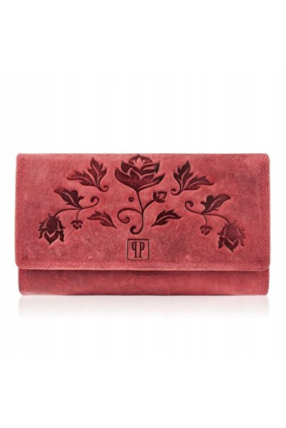 NO BRAND Portofel Femei Piele Roșu Clasic Floral Paolo Peruzzi RFID
