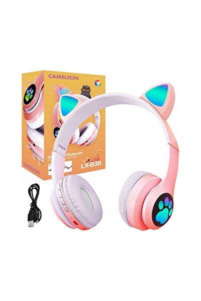 Cameleon Căști wireless roz cu urechi de pisică cu LED