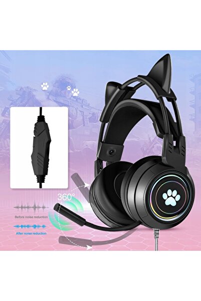 NO BRAND Căști de gaming Bluetooth cu microfon, LED, pentru PC, PS5, Xbox, cu...
