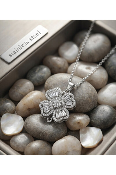 stainless steell 316L Steel Chain Silver Color Rotating Heart Model Necklace
